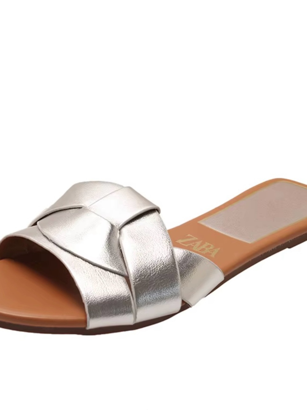 ZARA Metallic Silver Braided Slide Mule
